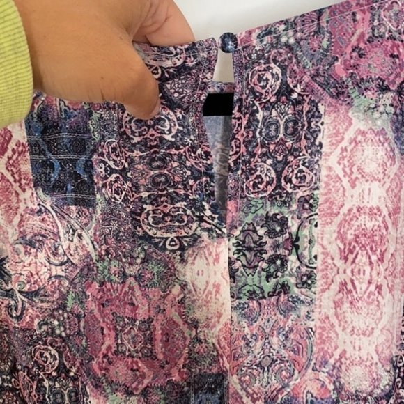 INC INTERNATIONAL CONCEPTS Purple Twist Front Draped Long Sleeve Blouse Medium - Picture 8 of 10